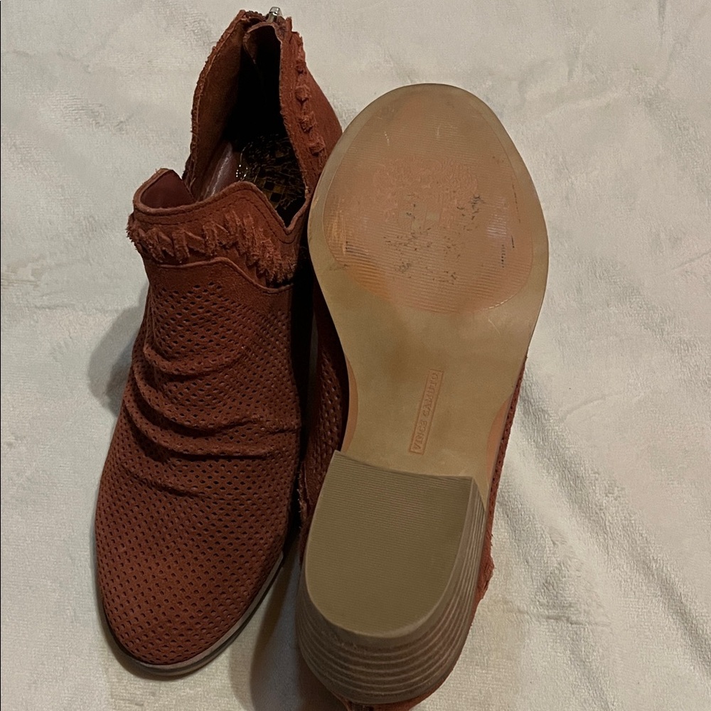 Fringed red Brown Ankle Boots - Picture 3 of 7